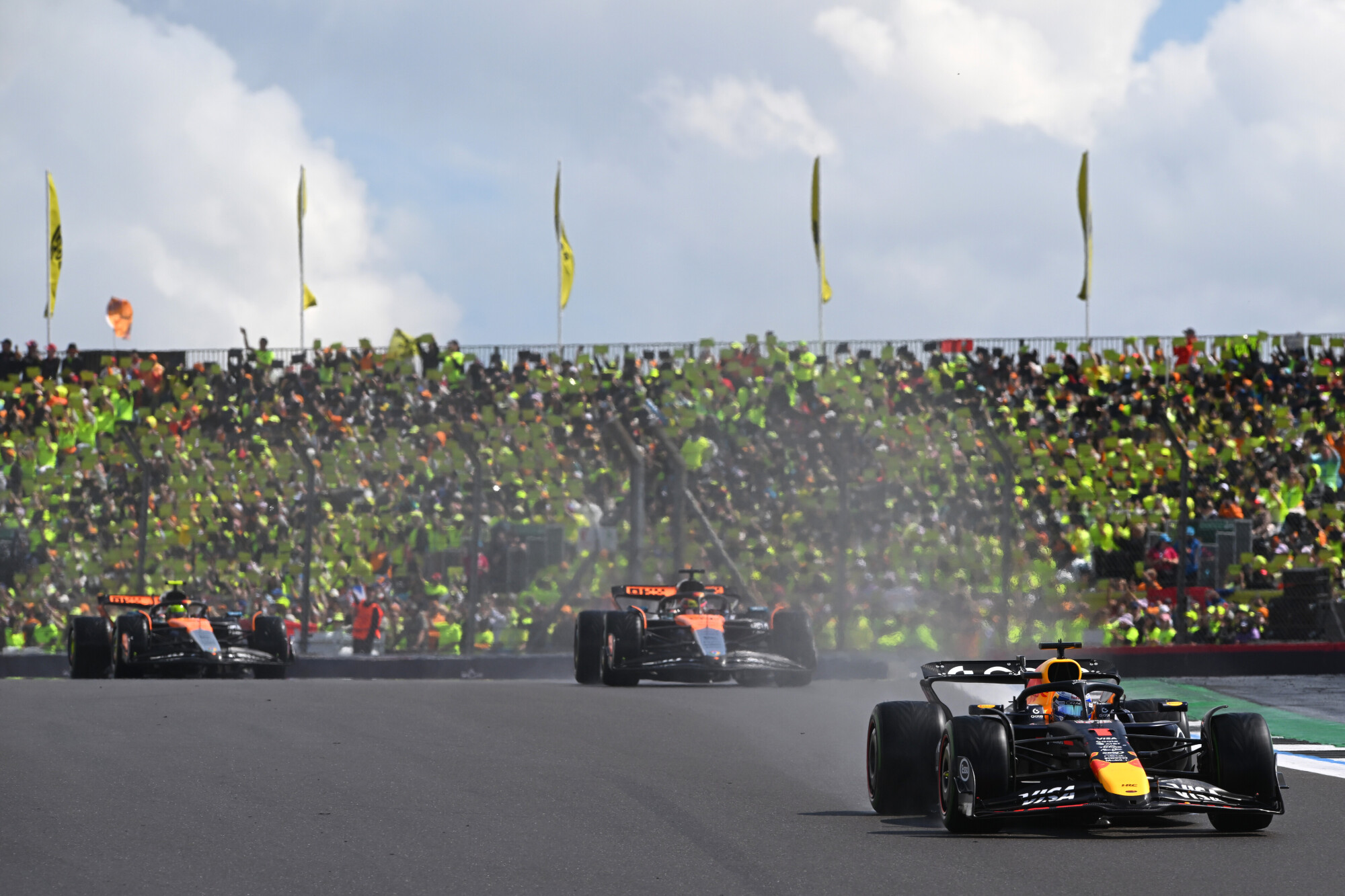 Max Verstappen, Oscar Piastri en Lando Norris - GP Groot-Brittannië 2025